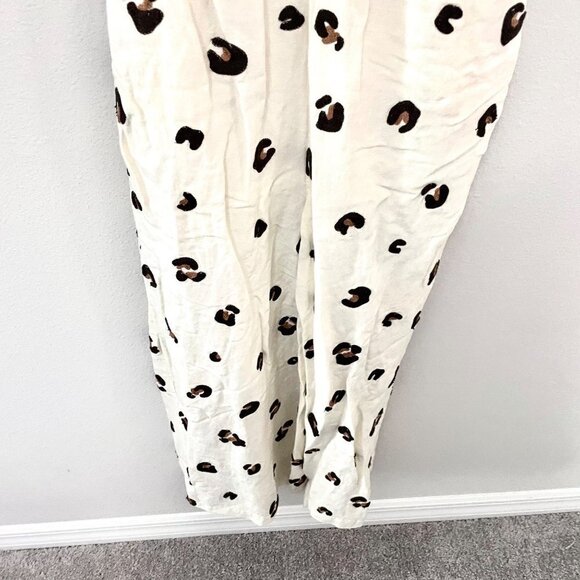 Red Carter Ivory Leopard Print Embroidered Romper Jumpsuit Size S - Picture 4 of 7